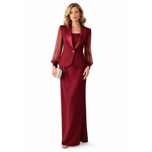 Vintage Made in USA Burgundy Evening Dress & Blazer Set Mother of the Bride - 12